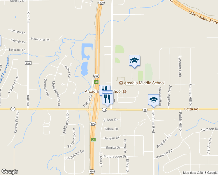 map of restaurants, bars, coffee shops, grocery stores, and more near 119 Island Cottage Road in Rochester