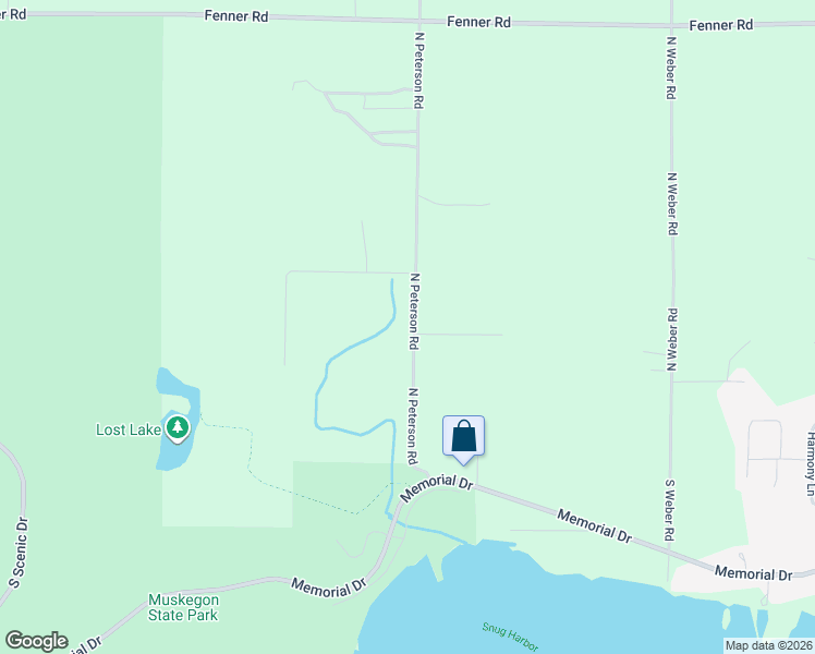 map of restaurants, bars, coffee shops, grocery stores, and more near 117 North Peterson Road in Muskegon