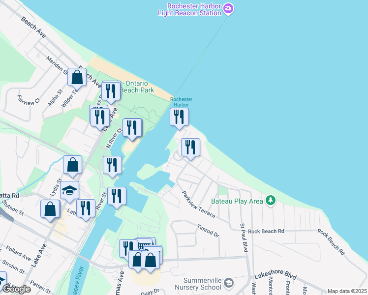 map of restaurants, bars, coffee shops, grocery stores, and more near 906 Westage at the Harbor in Rochester