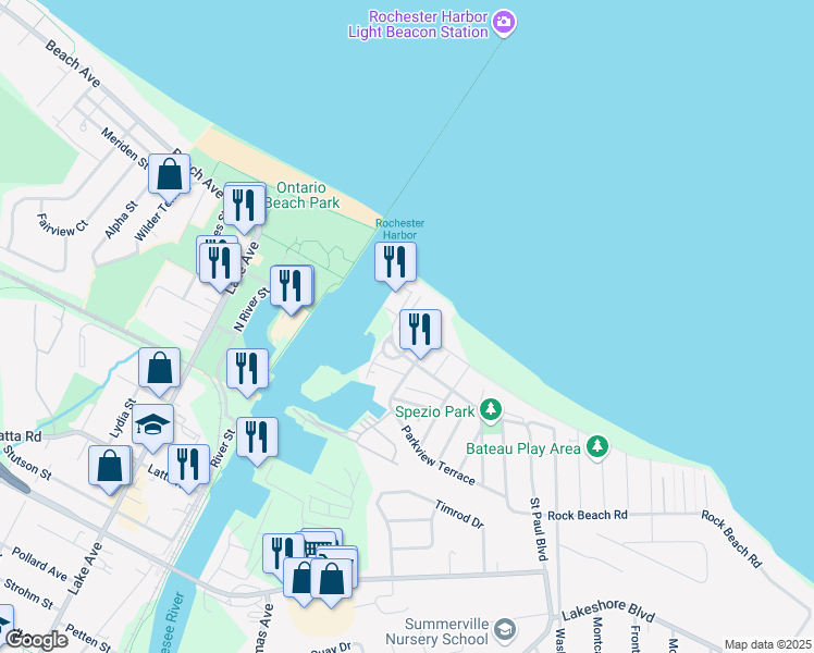 map of restaurants, bars, coffee shops, grocery stores, and more near 812 Westage at the Harbor in Rochester