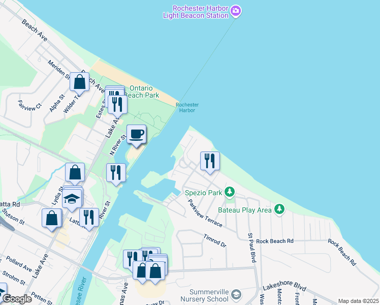 map of restaurants, bars, coffee shops, grocery stores, and more near 812 Westage at the Harbor in Rochester