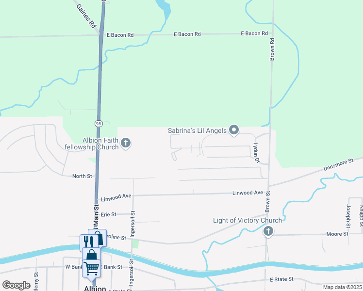 map of restaurants, bars, coffee shops, grocery stores, and more near 18 Lydun Dr Exd in Albion