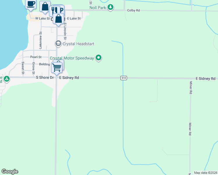 map of restaurants, bars, coffee shops, grocery stores, and more near 8310 East Sidney Road in Crystal