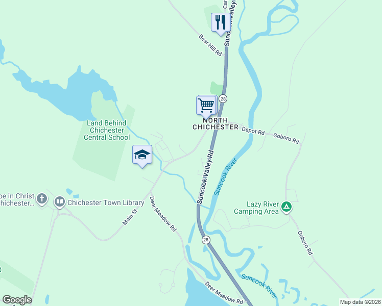 map of restaurants, bars, coffee shops, grocery stores, and more near 242 Main Street in Chichester