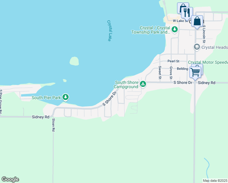 map of restaurants, bars, coffee shops, grocery stores, and more near 2617 South Shore Drive in Crystal