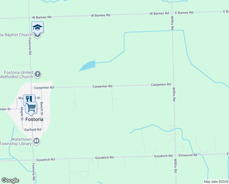 map of restaurants, bars, coffee shops, grocery stores, and more near 179 Carpenter Road in Fostoria