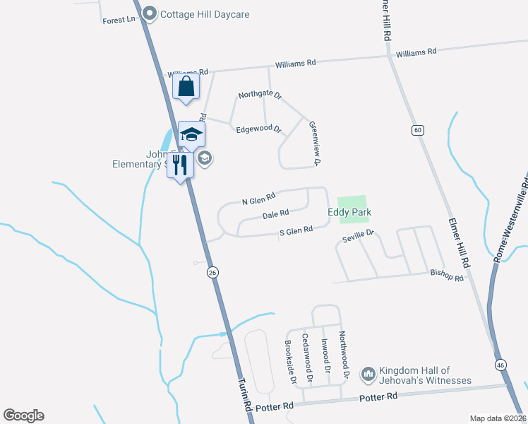 map of restaurants, bars, coffee shops, grocery stores, and more near 215 Dale Road in Rome