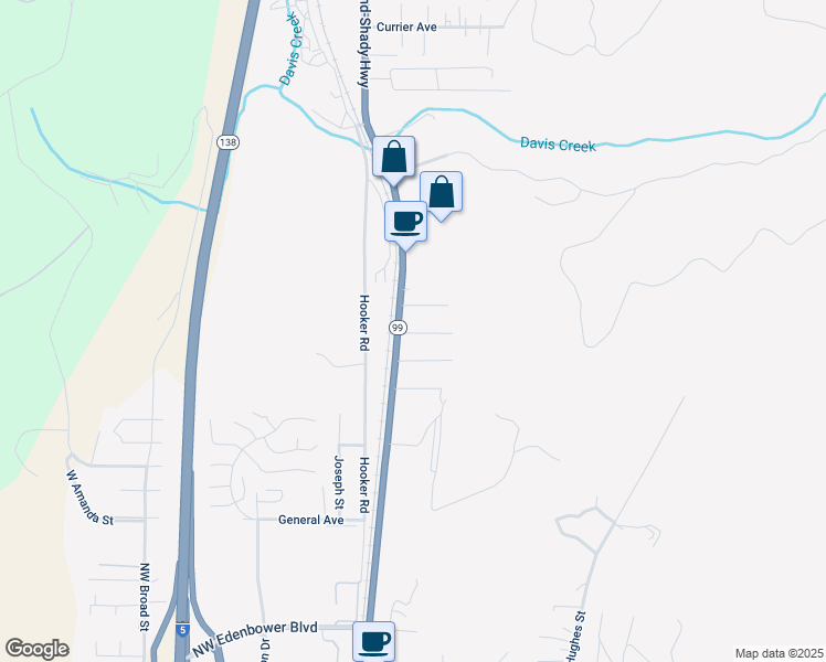 map of restaurants, bars, coffee shops, grocery stores, and more near 113 Promise Avenue in Roseburg