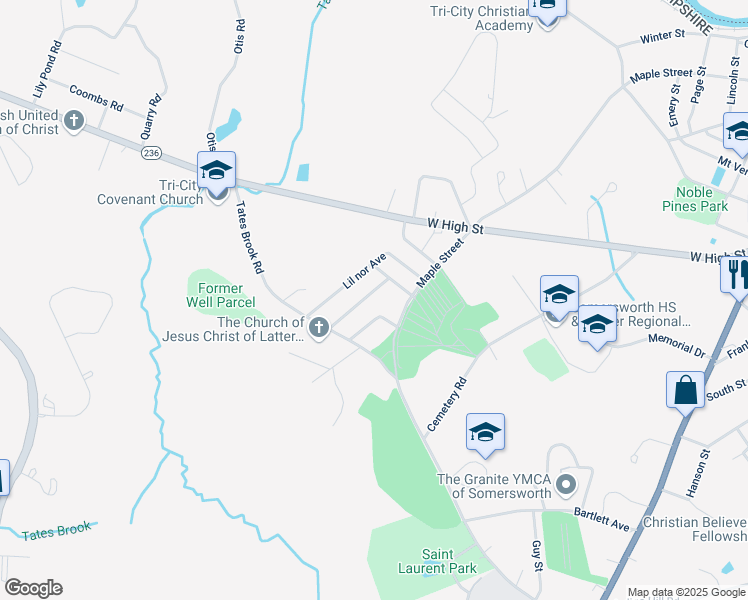 map of restaurants, bars, coffee shops, grocery stores, and more near 4 Pinkham Avenue in Somersworth