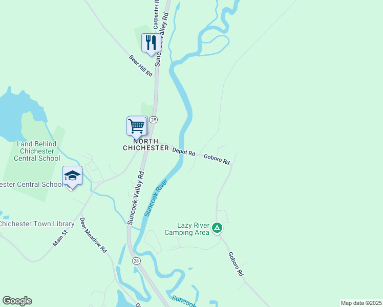map of restaurants, bars, coffee shops, grocery stores, and more near Depot Road in Chichester