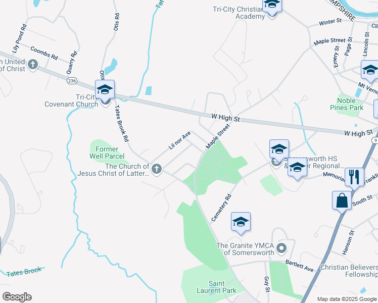 map of restaurants, bars, coffee shops, grocery stores, and more near 4 Pinkham Avenue in Somersworth