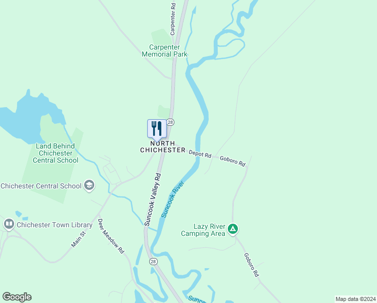 map of restaurants, bars, coffee shops, grocery stores, and more near Depot Road in Chichester