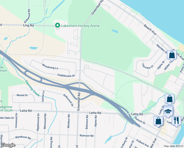 map of restaurants, bars, coffee shops, grocery stores, and more near 777 Greenleaf Road in Rochester
