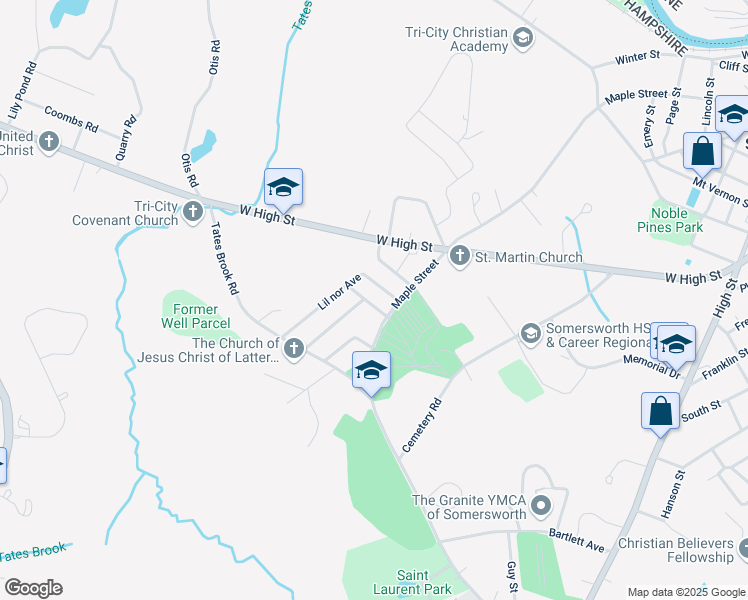 map of restaurants, bars, coffee shops, grocery stores, and more near 133 Maple Street in Somersworth