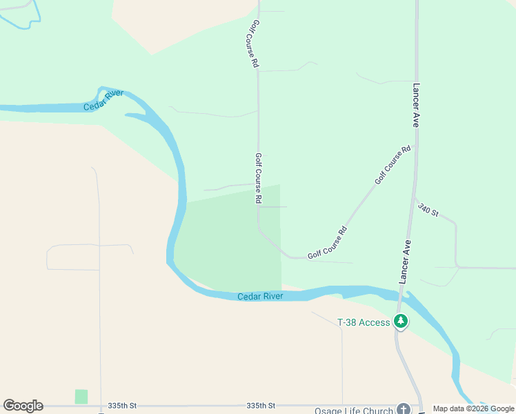 map of restaurants, bars, coffee shops, grocery stores, and more near 3457 Golf Course Road in Osage