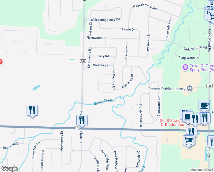 map of restaurants, bars, coffee shops, grocery stores, and more near 70 Greymere Road in North Greece