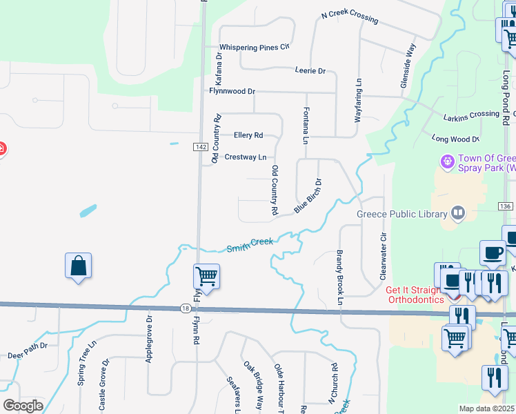 map of restaurants, bars, coffee shops, grocery stores, and more near 70 Greymere Road in North Greece