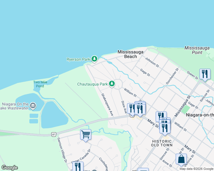 map of restaurants, bars, coffee shops, grocery stores, and more near 4 Luther Avenue in Niagara-on-the-Lake