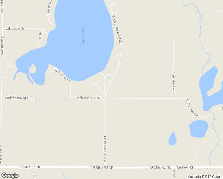 map of restaurants, bars, coffee shops, grocery stores, and more near 16050 Bass Lake Avenue Northeast in Gowen
