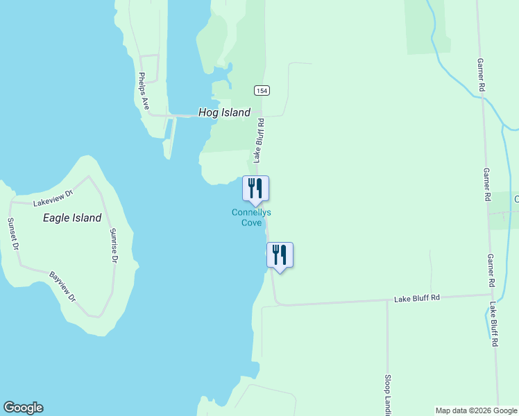 map of restaurants, bars, coffee shops, grocery stores, and more near 7147 Lake Bluff Road in Wolcott