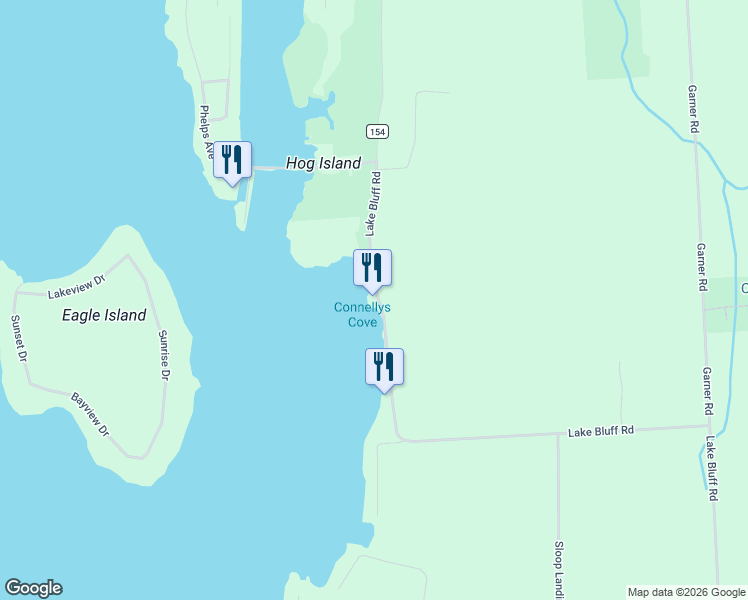 map of restaurants, bars, coffee shops, grocery stores, and more near 7147 Lake Bluff Road in Wolcott