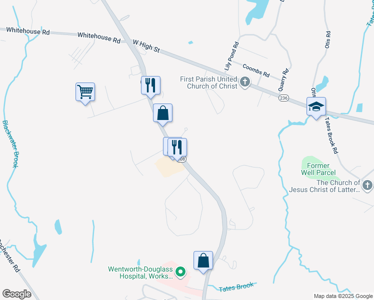 map of restaurants, bars, coffee shops, grocery stores, and more near 311 New Hampshire 108 in Somersworth