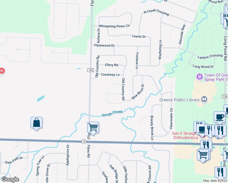 map of restaurants, bars, coffee shops, grocery stores, and more near 70 Greymere Road in Rochester