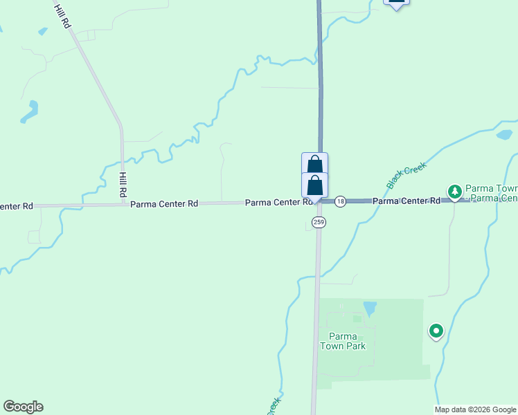 map of restaurants, bars, coffee shops, grocery stores, and more near 461 Parma Center Road in Hilton