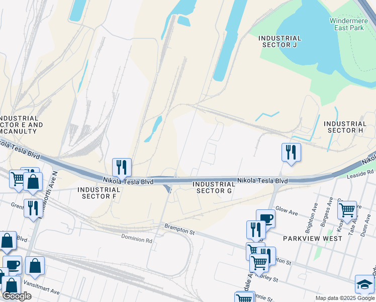 map of restaurants, bars, coffee shops, grocery stores, and more near 391 Strathearne Avenue in Hamilton