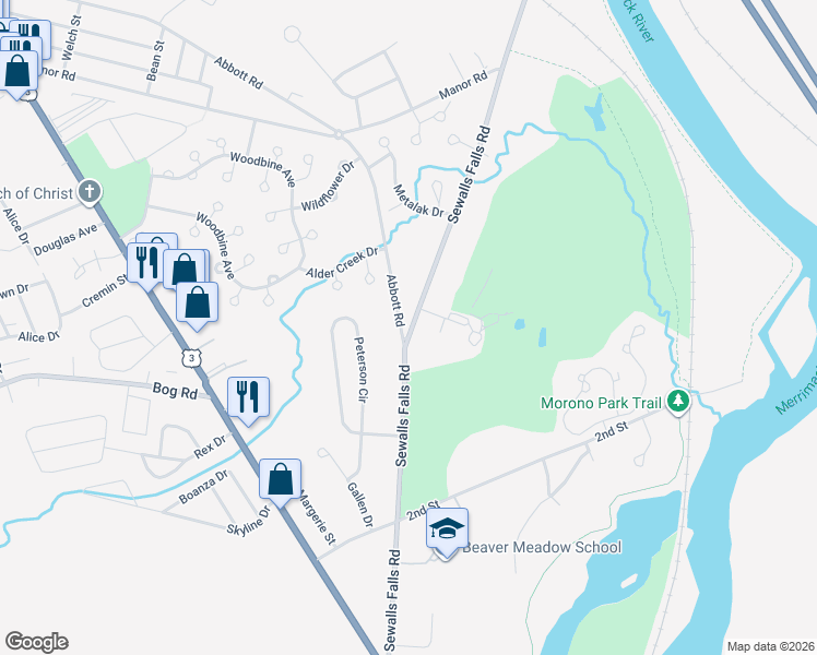map of restaurants, bars, coffee shops, grocery stores, and more near in Concord