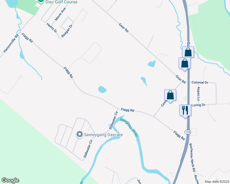 map of restaurants, bars, coffee shops, grocery stores, and more near 71 Flagg Road in Rochester