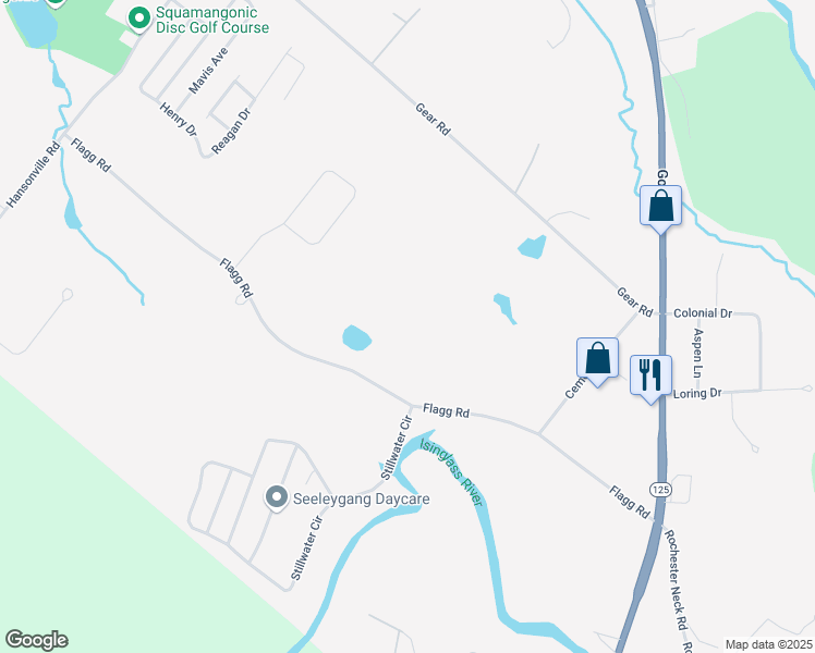 map of restaurants, bars, coffee shops, grocery stores, and more near 63-111 Flagg Road in Rochester