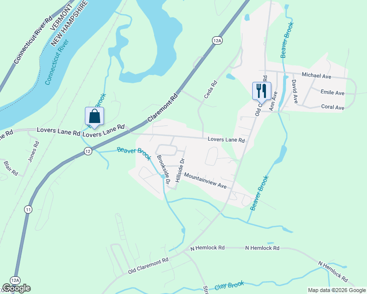 map of restaurants, bars, coffee shops, grocery stores, and more near 129 Lovers Lane Road in Charlestown