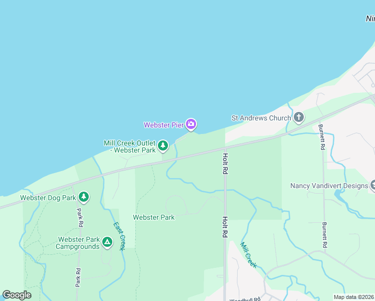 map of restaurants, bars, coffee shops, grocery stores, and more near 1100 Lake Road in Webster