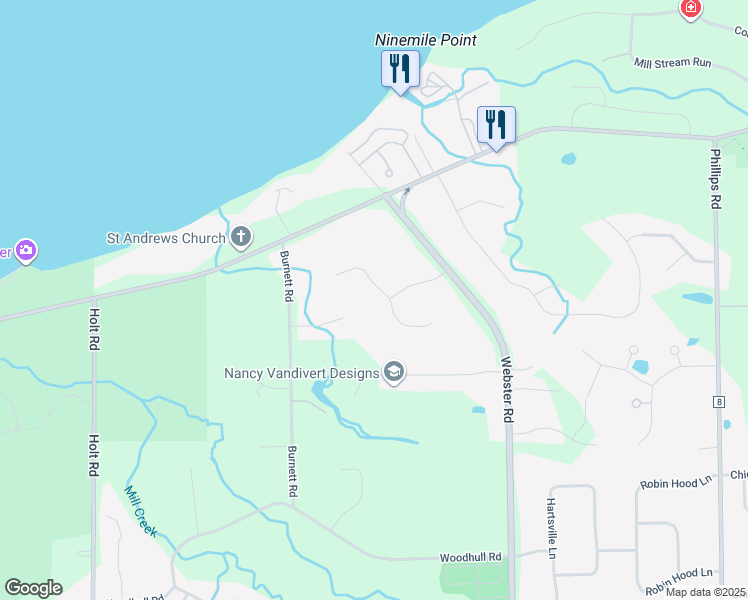 map of restaurants, bars, coffee shops, grocery stores, and more near 209 Southshore Place in Webster