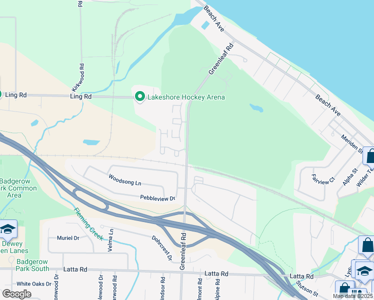 map of restaurants, bars, coffee shops, grocery stores, and more near 1010 Greenleaf Road in Rochester