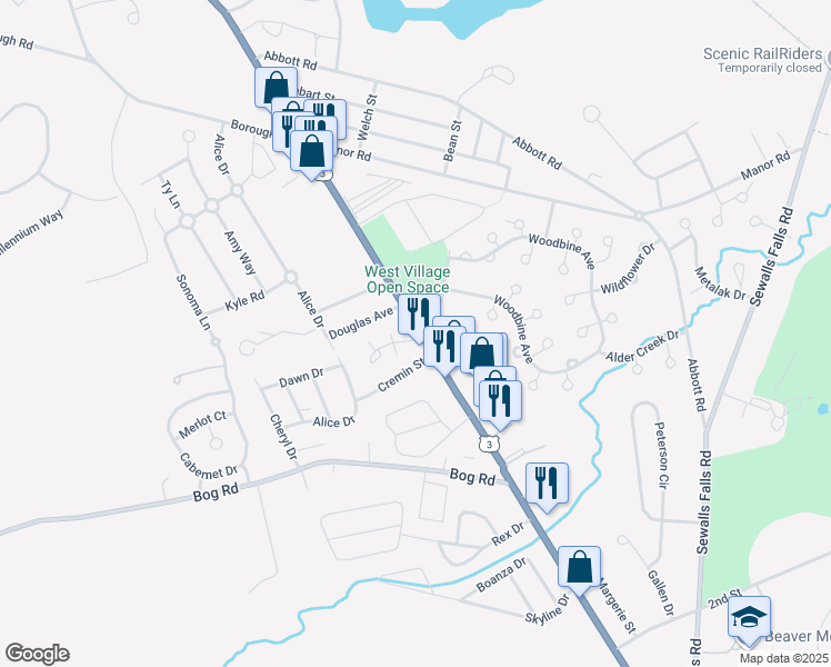 map of restaurants, bars, coffee shops, grocery stores, and more near 120 Fisherville Road in Concord