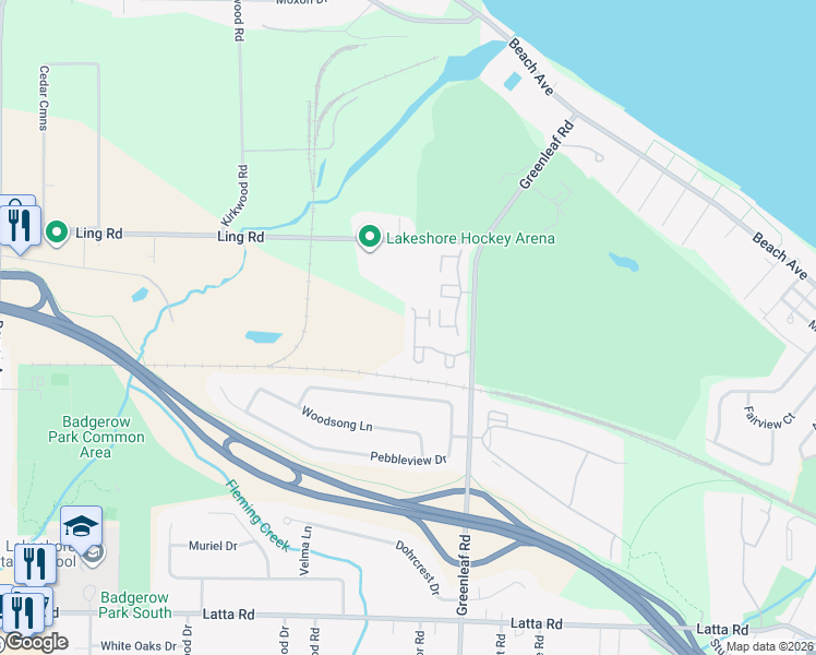 map of restaurants, bars, coffee shops, grocery stores, and more near 42 Brimley Manor in Rochester