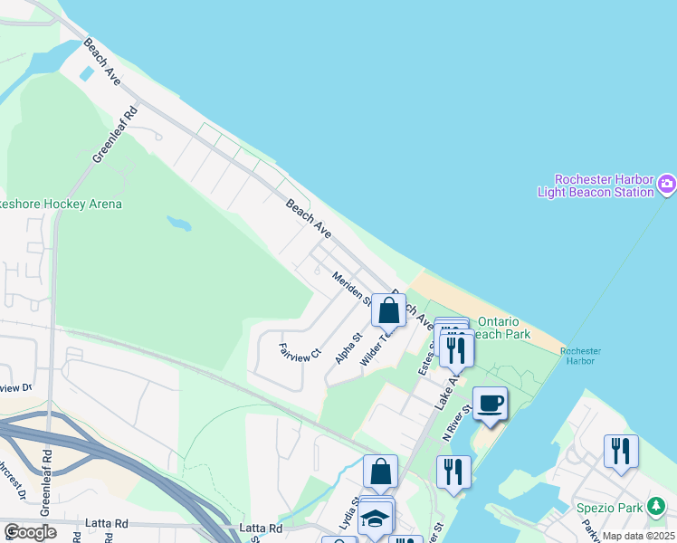 map of restaurants, bars, coffee shops, grocery stores, and more near 99 Braddock Street in Rochester
