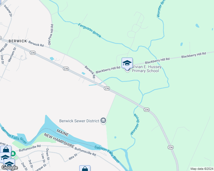 map of restaurants, bars, coffee shops, grocery stores, and more near 4 Berwick Road in Berwick