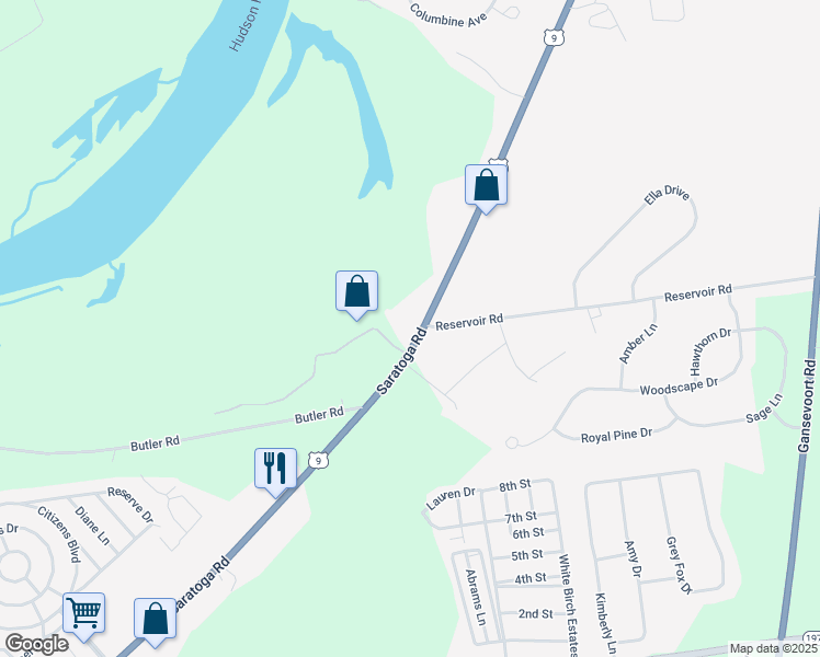 map of restaurants, bars, coffee shops, grocery stores, and more near 1555 U.S. 9 in Fort Edward