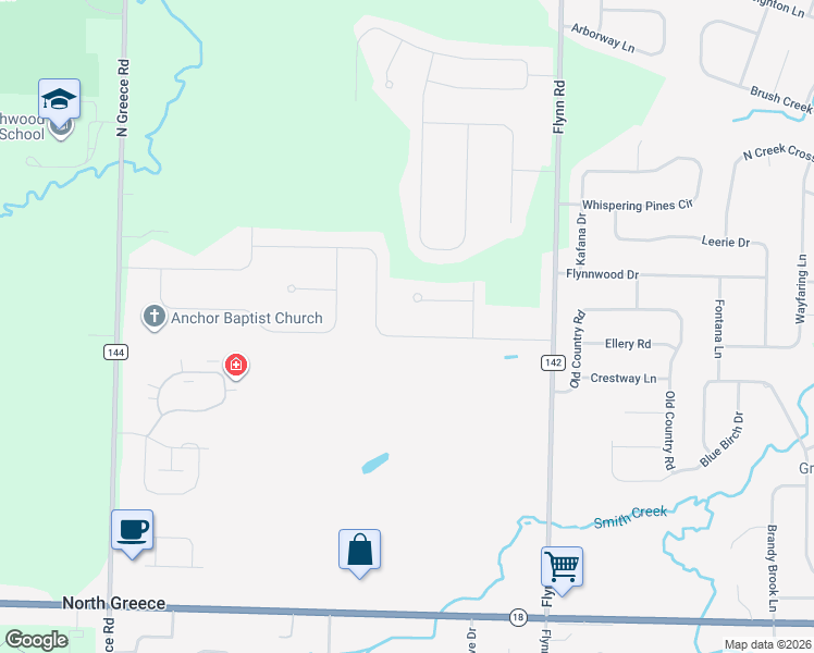 map of restaurants, bars, coffee shops, grocery stores, and more near 124 Forest Glen Drive in Rochester