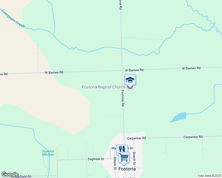 map of restaurants, bars, coffee shops, grocery stores, and more near 8940 Fostoria Road in Fostoria