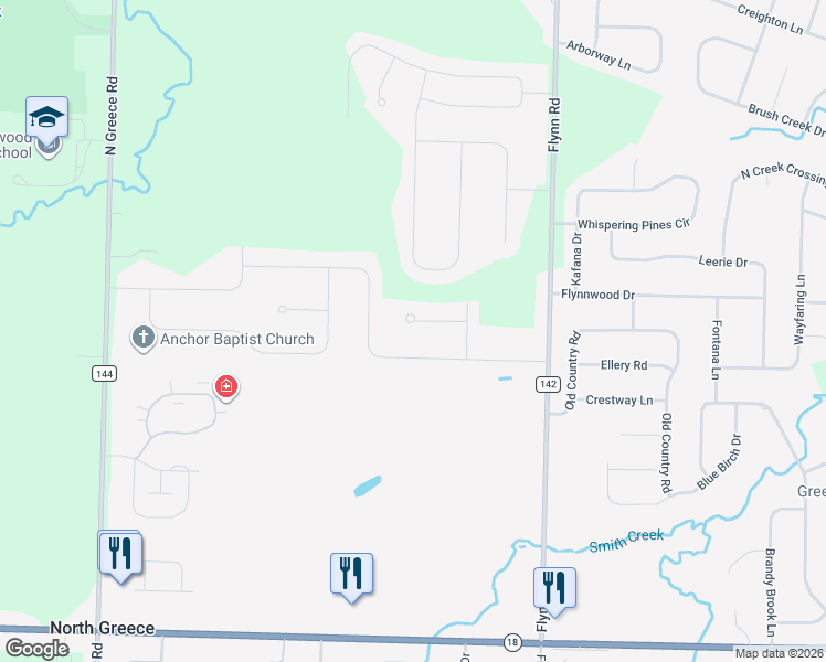 map of restaurants, bars, coffee shops, grocery stores, and more near 124 Forest Glen Drive in Rochester