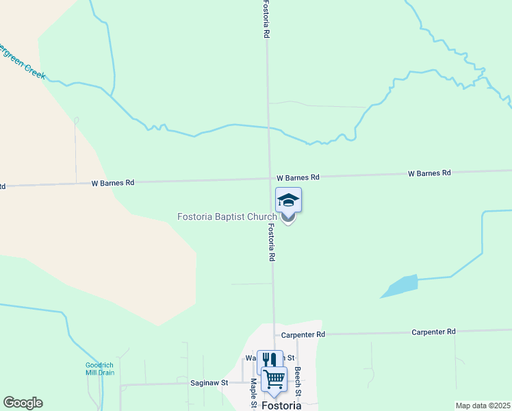 map of restaurants, bars, coffee shops, grocery stores, and more near 8940 Fostoria Road in Fostoria