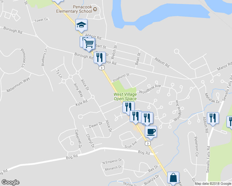 map of restaurants, bars, coffee shops, grocery stores, and more near 149 Fisherville Road in Concord