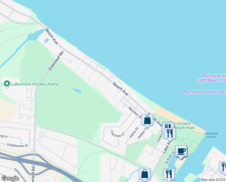 map of restaurants, bars, coffee shops, grocery stores, and more near 86 Barrus Lane in Rochester