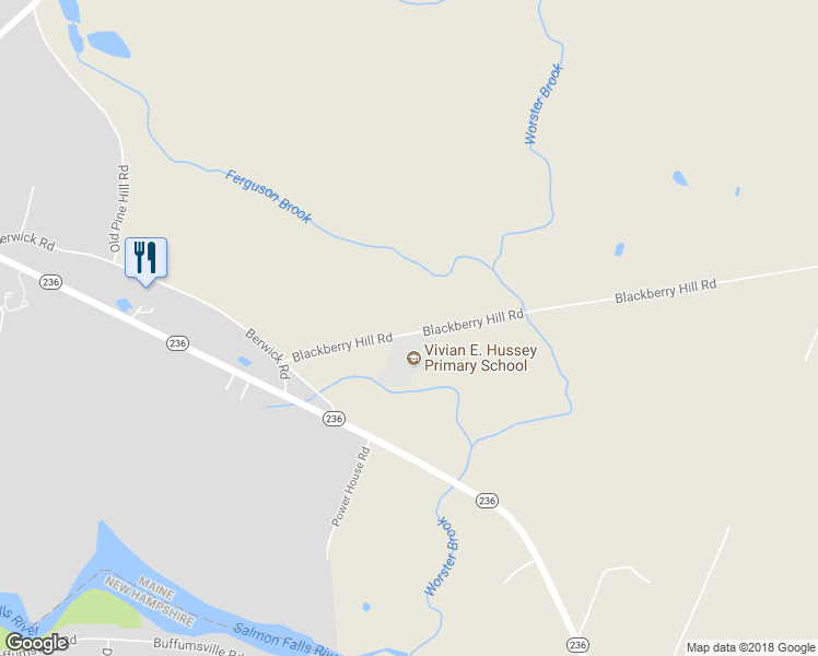 map of restaurants, bars, coffee shops, grocery stores, and more near 23 Blackberry Hill Road in Berwick