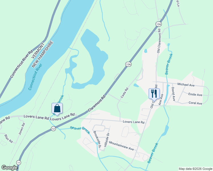 map of restaurants, bars, coffee shops, grocery stores, and more near 182 Ceda Road in Charlestown