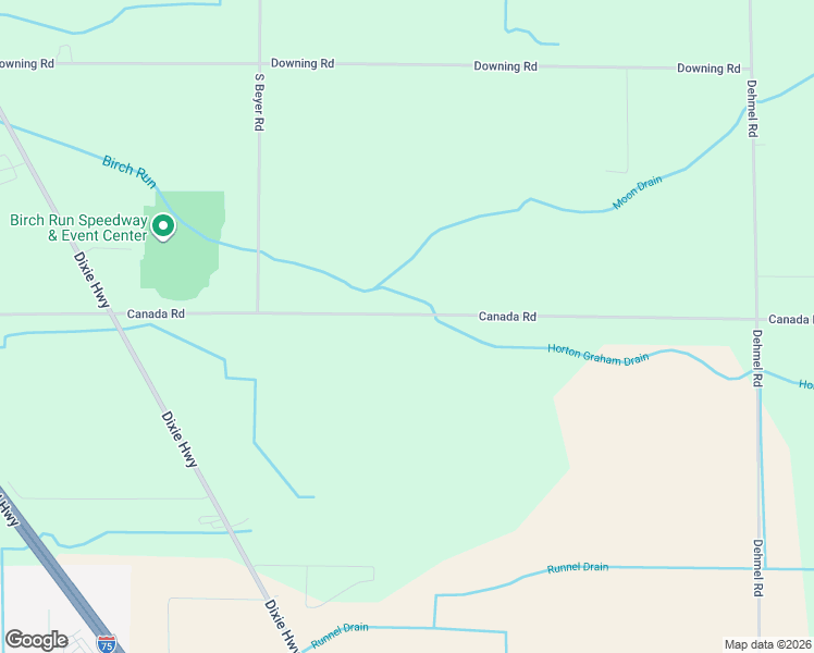 map of restaurants, bars, coffee shops, grocery stores, and more near 9270 Canada Road in Birch Run